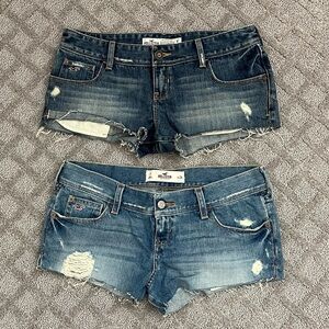 Hollister Jean Shorts Distressed Frayed Hem Low Rise